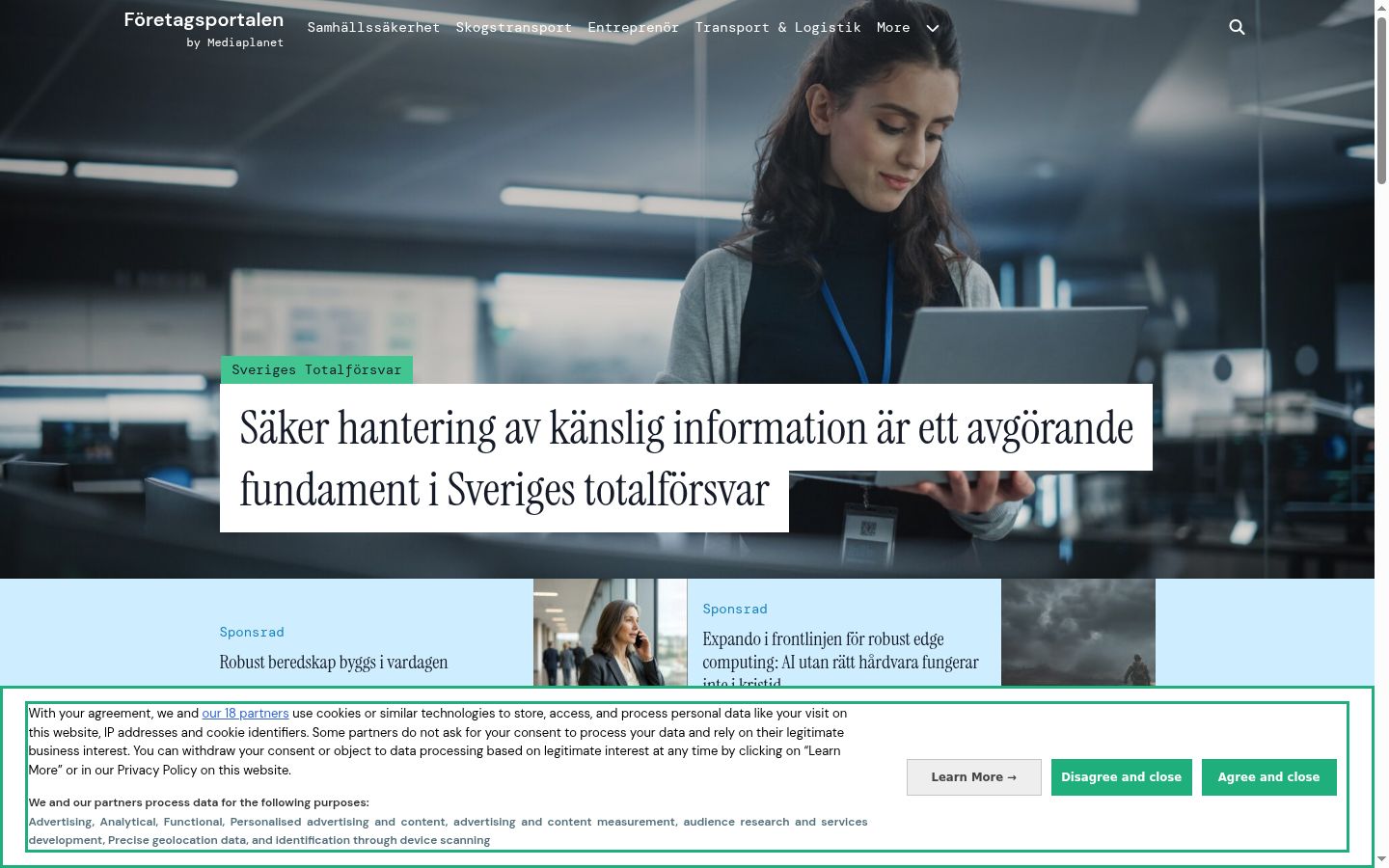 Zrzut ekranu banera zgody wyświetlanego przed jakąkolwiek interakcją