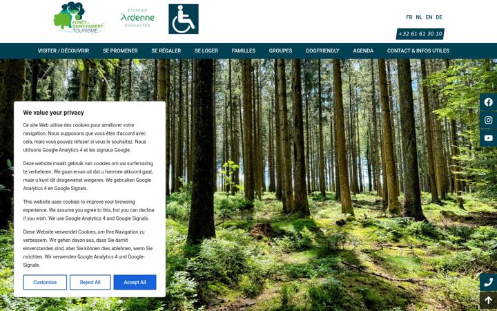 Snímek obrazovky foretdesainthubert-tourisme.be