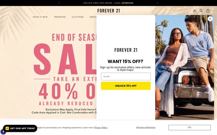 Screenshot του forever21.com