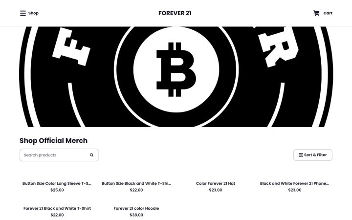 Screenshot of forever21bitcoin.com
