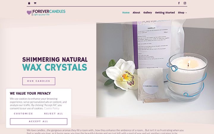 Snímek obrazovky forevercandles.co.uk