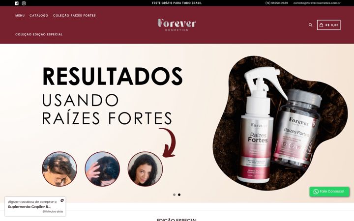 Skärmbild av forevercosmetics.com.br