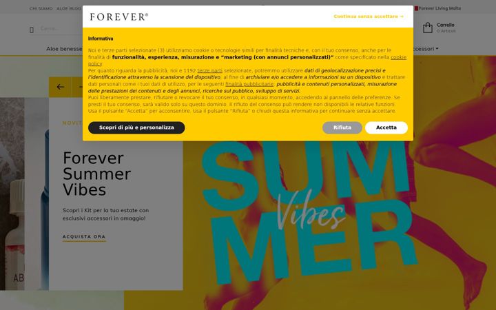 Skærmbillede af foreverliving.it