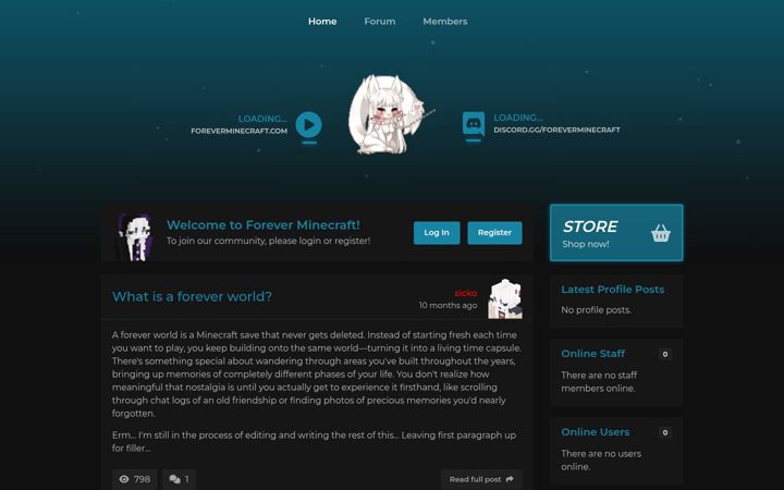 Screenshot of foreverminecraft.com