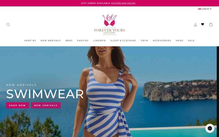 Screenshot of foreveryourslingerie.ca