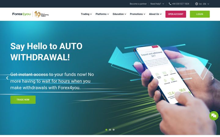 Screenshot of forex4you.com