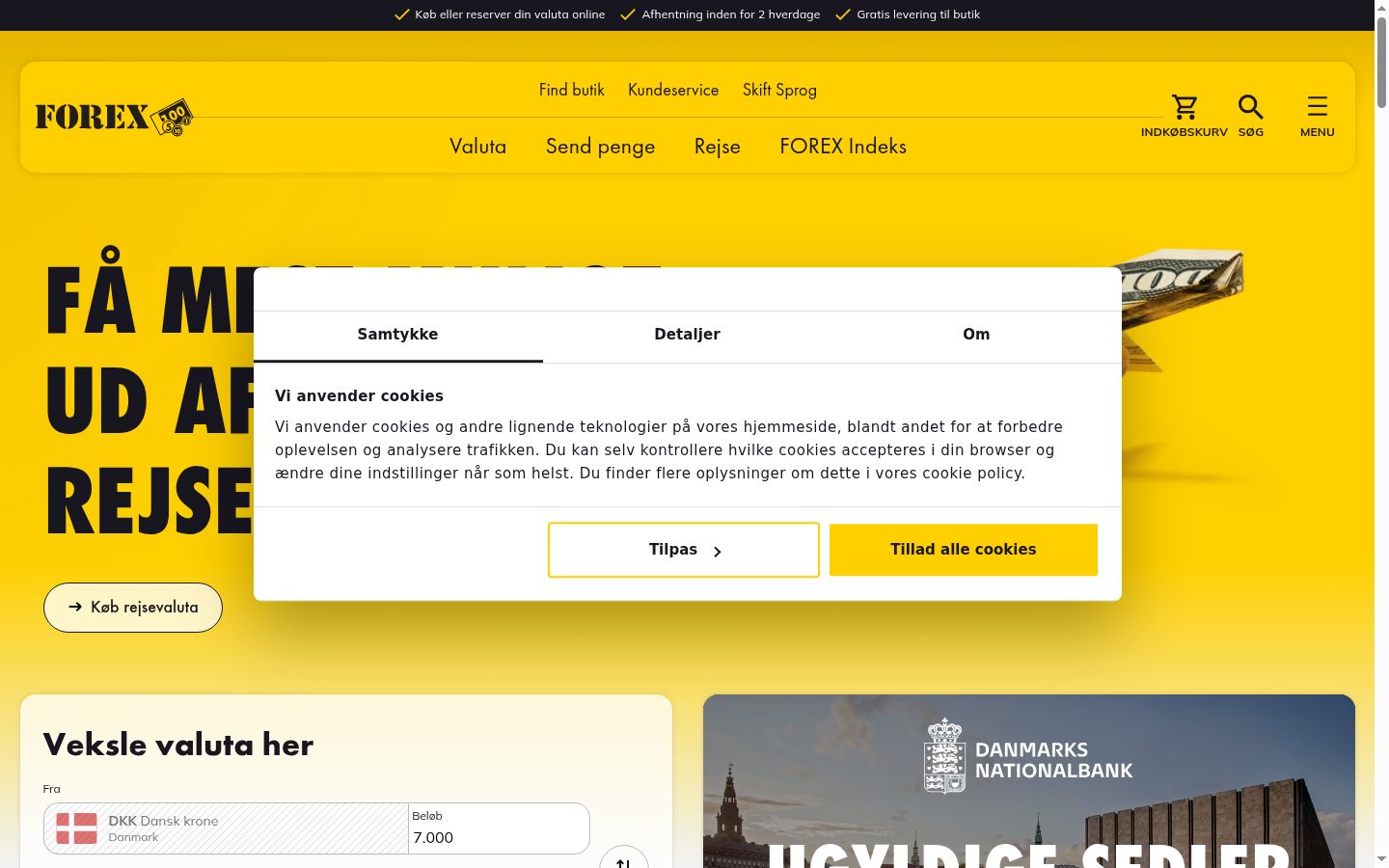Captura de ecrã do banner de consentimento apresentado antes de qualquer interação