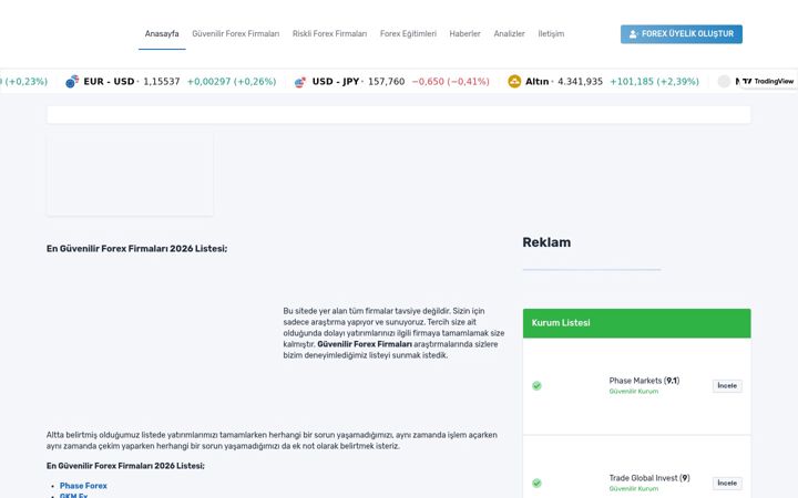 Screenshot of forexfirmalari.net