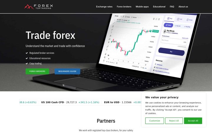 Screenshot of forextoptrading.com