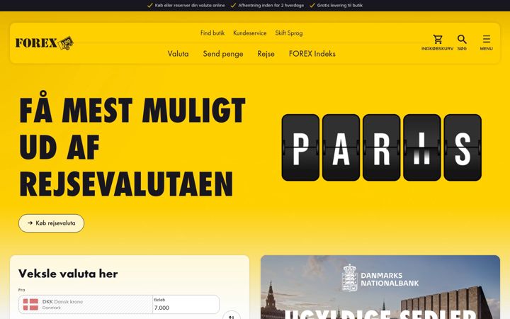Screenshot of forexvaluta.dk