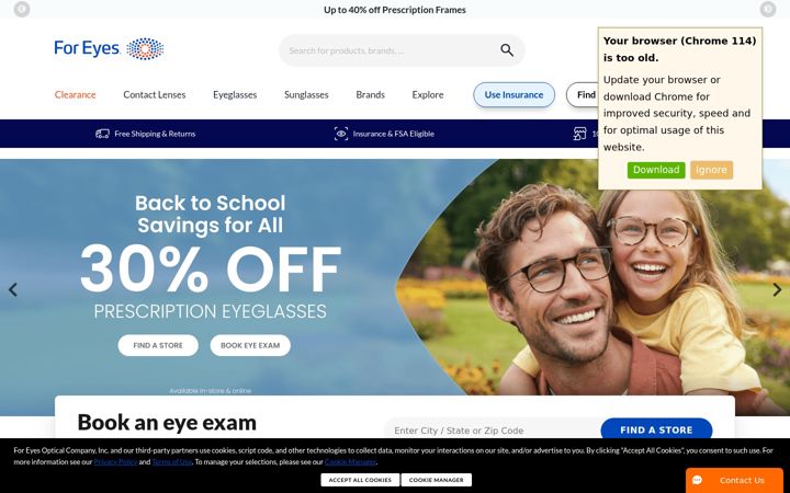 Screenshot of foreyes.com