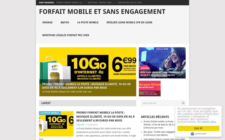 Screenshot of forfait-pas-cher.fr