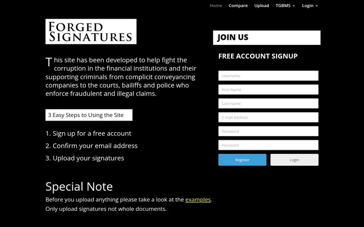 Screenshot of forgedsignatures.com