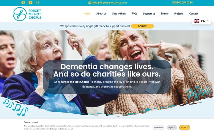 Screenshot of forgetmenotchorus.com