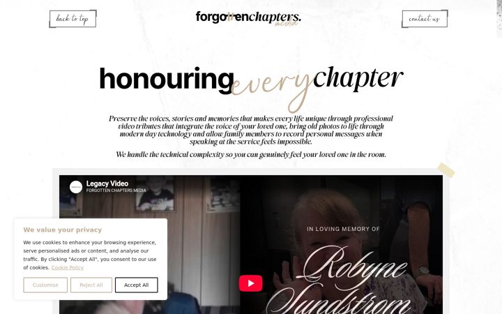 Screenshot of forgottenchaptersmedia.com