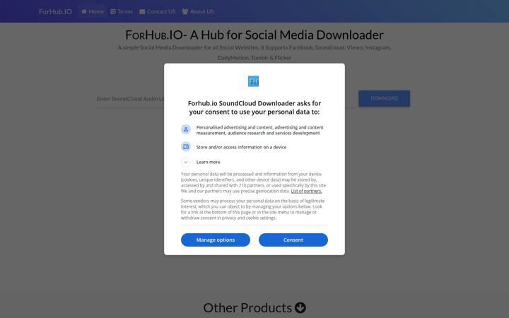 Screenshot of forhub.io