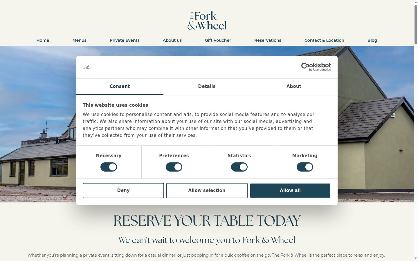 Screenshot of the consent banner shown before any interaction