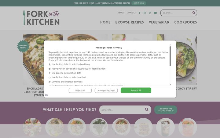 Screenshot van forkinthekitchen.com