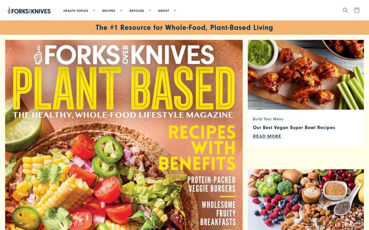 Screenshot of forksoverknives.com