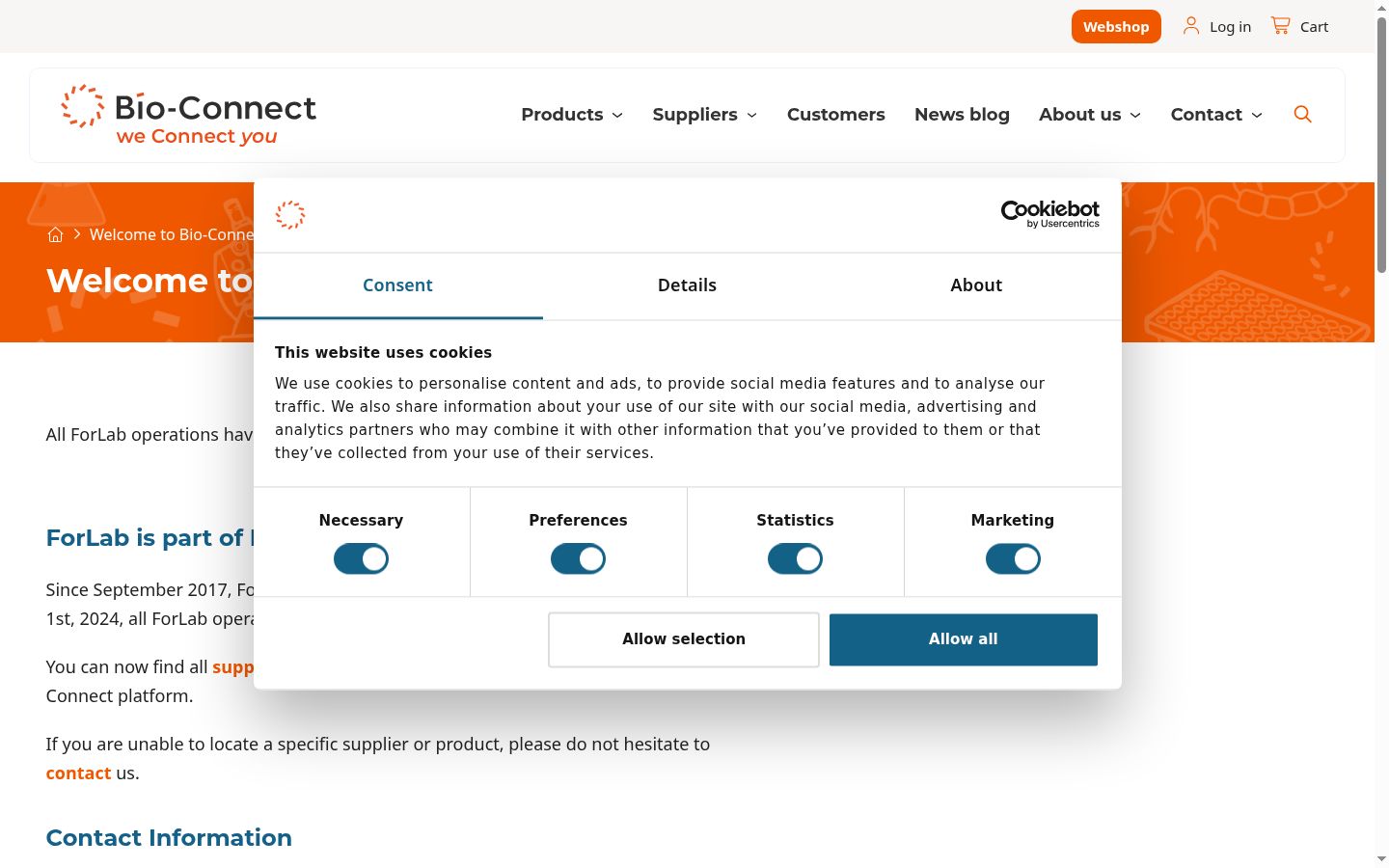 Screenshot of the consent banner shown before any interaction