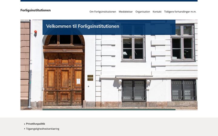 Screenshot of forligsinstitutionen.dk