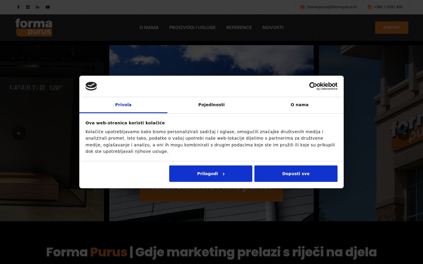 Screenshot del banner di consenso mostrato prima di qualsiasi interazione