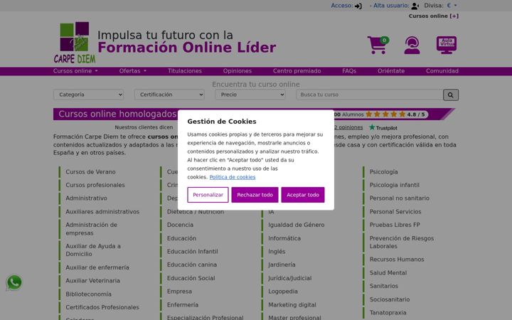 Screenshot of formacioncarpediem.com