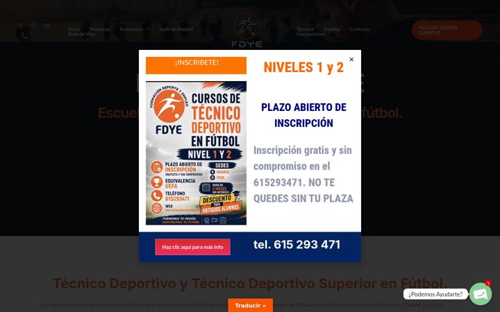Screenshot of formaciondeporteyempleo.es