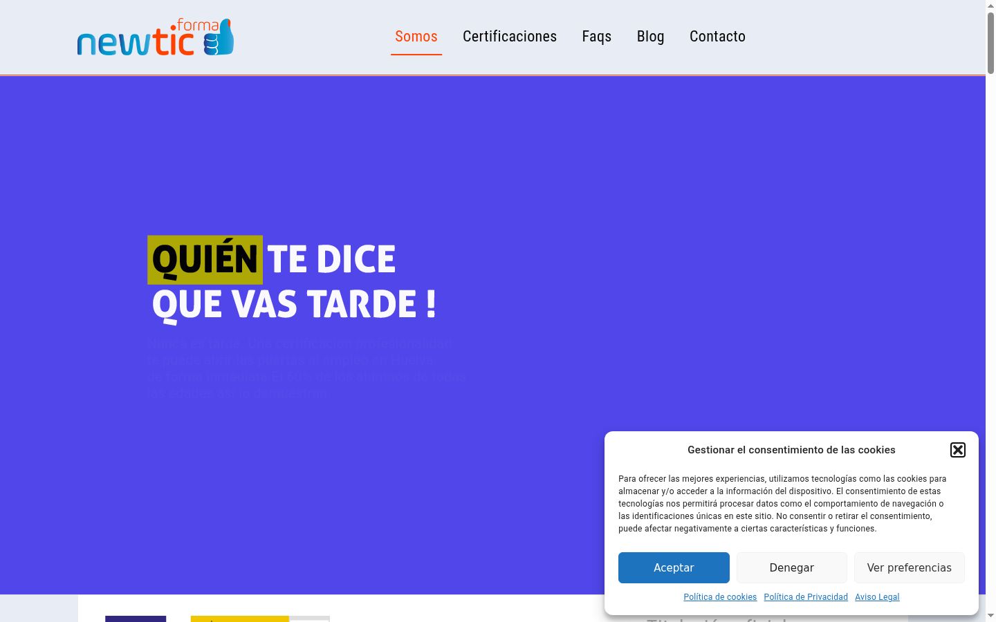 Screenshot del banner di consenso mostrato prima di qualsiasi interazione