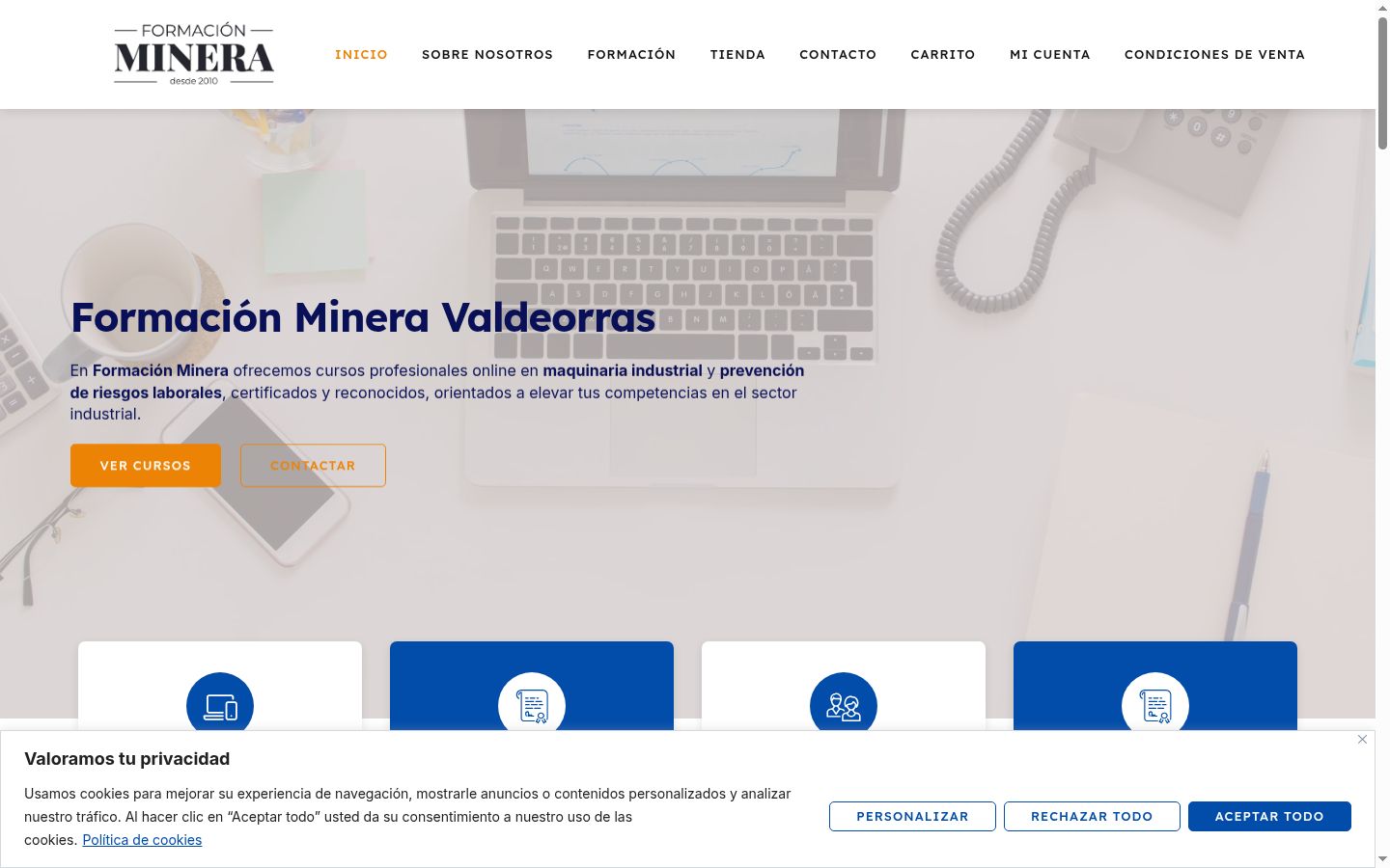 Captura de ecrã do banner de consentimento apresentado antes de qualquer interação