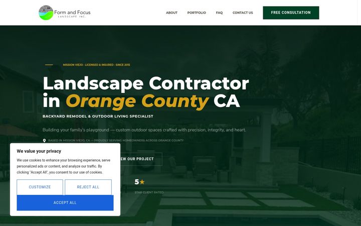 Screenshot of formandfocuslandscape.com