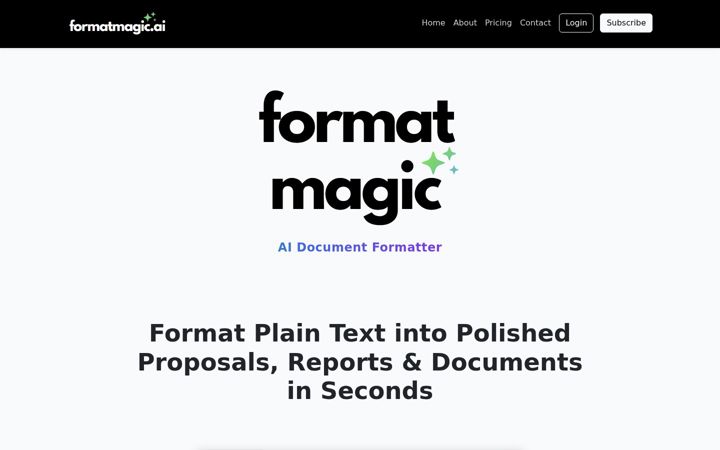 Snímek obrazovky formatmagic.ai