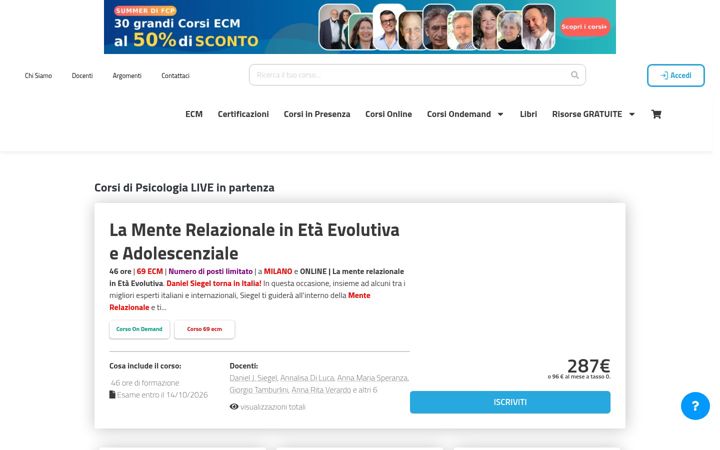 Screenshot of formazionecontinuainpsicologia.it