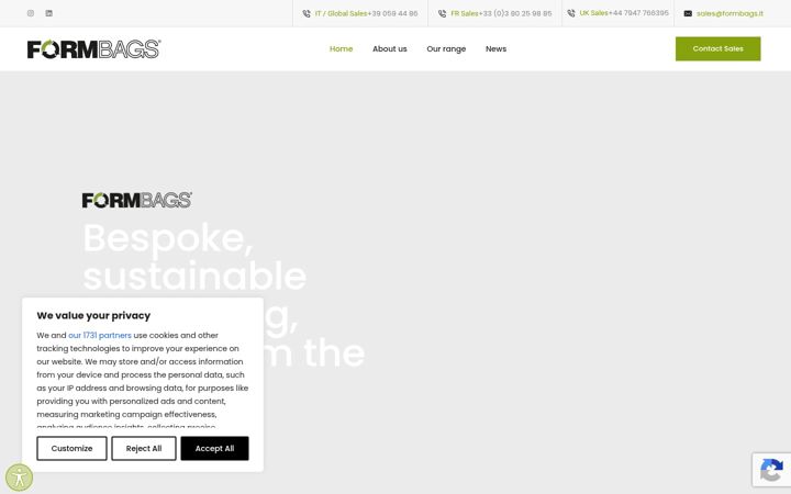 Screenshot of formbags.com
