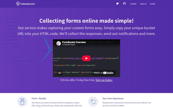 Screenshot of formbucket.com
