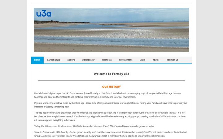 Screenshot of formbyu3a.org.uk