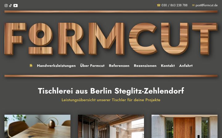 Screenshot of formcut.de