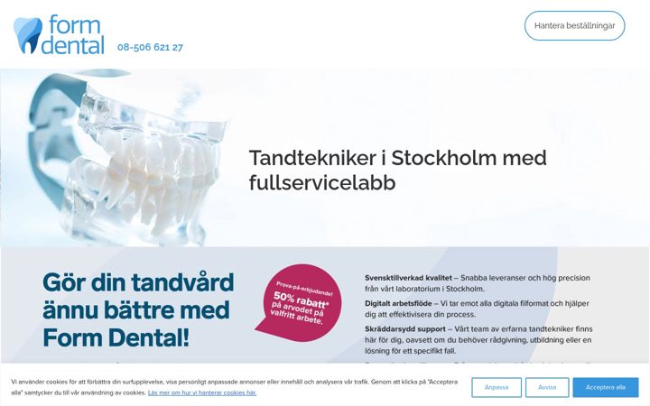 Screenshot of formdental.se