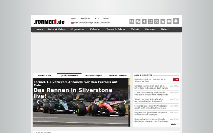 Skærmbillede af formel1.de
