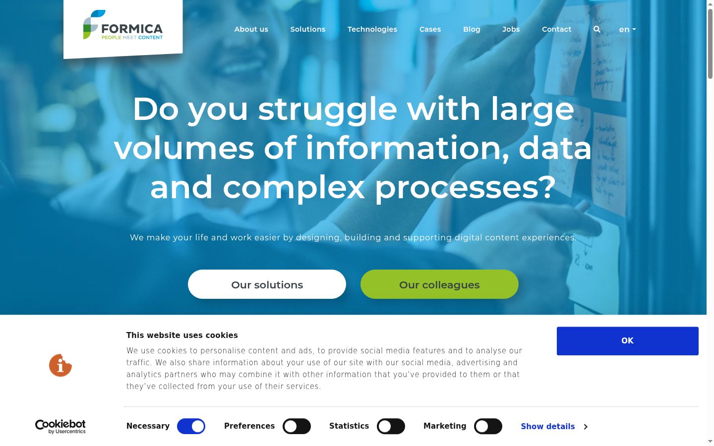 Screenshot of the consent banner shown before any interaction