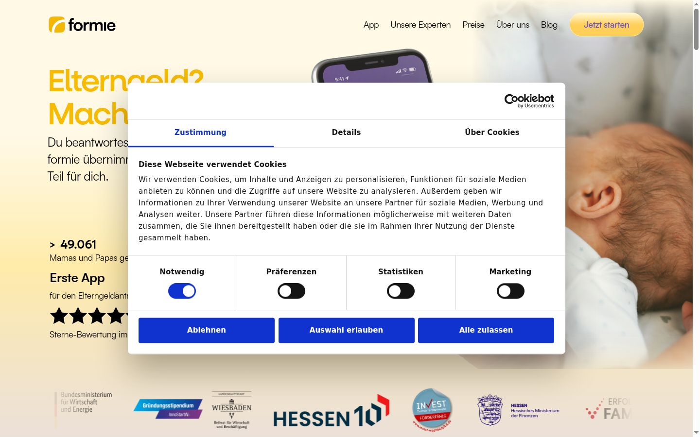 Sutikimo reklamjuostės, rodytos prieš bet kokią sąveiką, ekrano kopija