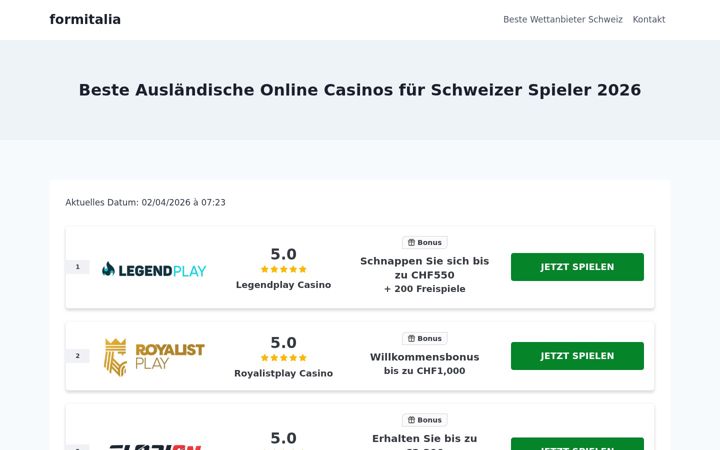 Screenshot of formitalia.ch