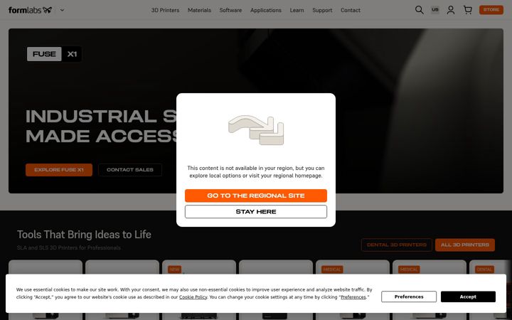 Screenshot van formlabs.com