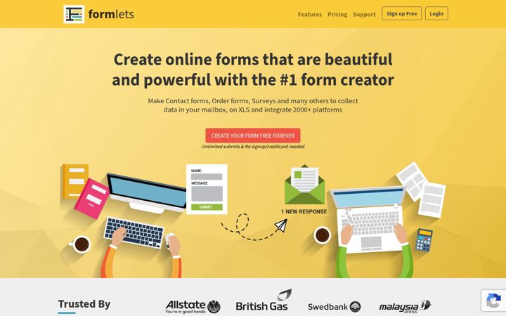 Snímek obrazovky formlets.com