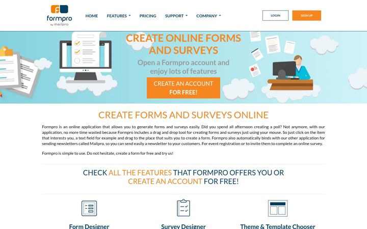 Screenshot of formpro.com