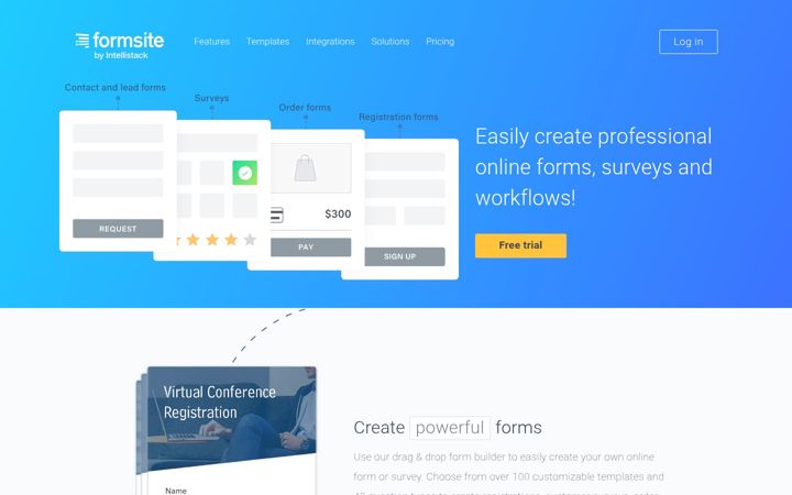 Screenshot of formsite.com