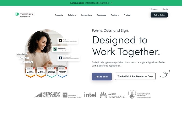 Snímek obrazovky formstack.com