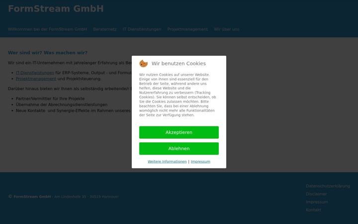 Screenshot of formstream.de