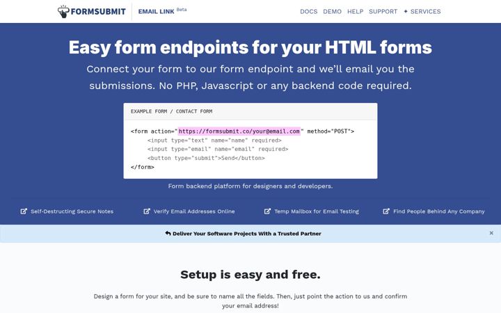 Screenshot of formsubmit.co