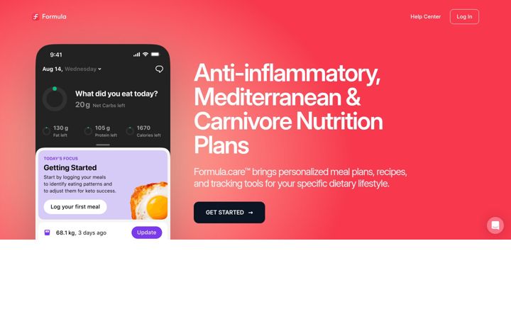 Screenshot of formula.care